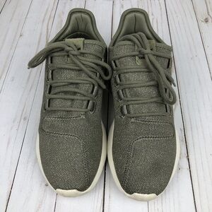 Adidas Tubular Women’s 6.5- army green with sparkles